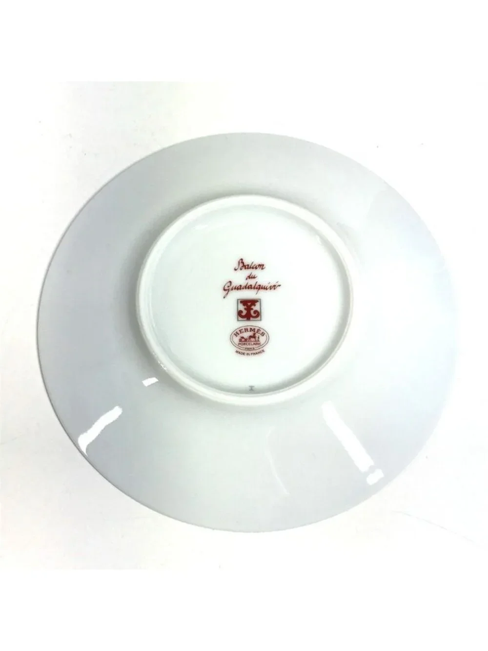 Hermes Teacup Cup & Saucer Set of 2 Pair Pottery White X Red